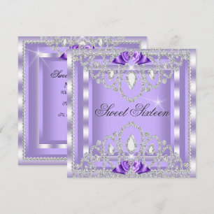 Convites Doze Anos Dezesseis Roxo Prata Diamante Festa 3I