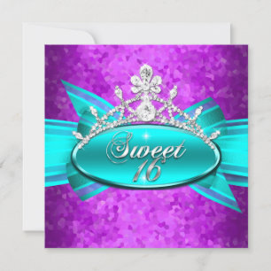 Convites Doze Anos Diamantes Azul Turquesa Roxo Imagem