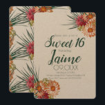 Convites Doze Anos Doce Água Tropical Floral Kraft<br><div class="desc">Convites de Festa de 16 Anos Mão Floral Aquarela</div>