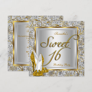 Convites Doze Anos Doce Aniversário Festa Dourado Prata Bra