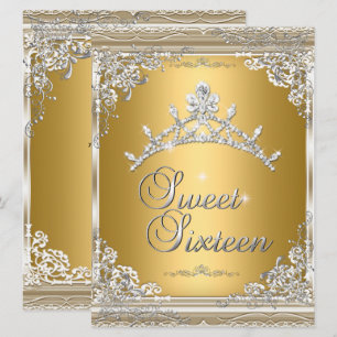 Convites Doze Anos Doce Anos Ouro Branco Prata Tiara