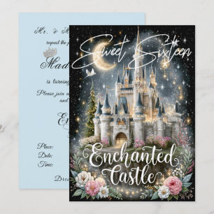Convites Doze Anos Encantado Castelo Estrelas Brilham