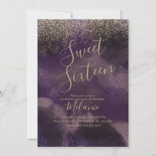Convites Doze Anos Falsos Brilho Roxo Dourado Aniversário 