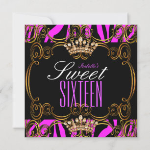 Convites Doze Anos Festa Dezesseis Rosa Quente Tiara Bronze