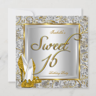Convites Doze Anos Festa Doce 16 Aniversário Dourado Prata 