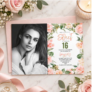 Convites Doze Anos Florais em Aquarela Elegante