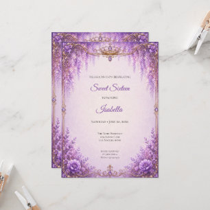 Convites Doze Anos Floral Roxo