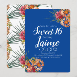 Convites Doze Anos Floral Tropical Aquarela