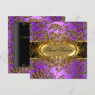 Convites Doze Anos Lindos 16 Damasco Roxo Dourado Preto