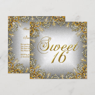 Convites Doze Anos Lindos Dourado Cinza Prata