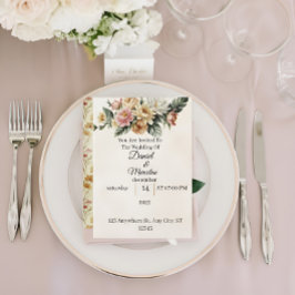 Convites Doze Anos Rosa Floral Rosa Bege Rústico Dourado Ro