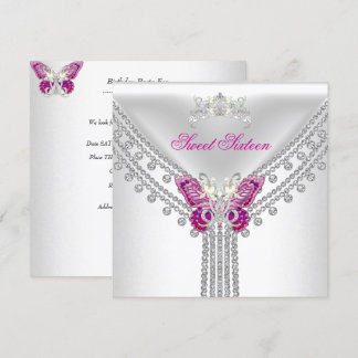 Convites Doze Anos Rose Butterfly Branco