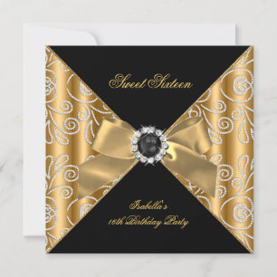 Convites Doze e Dezesseis Preto Bronze Dourado Diamante Fal