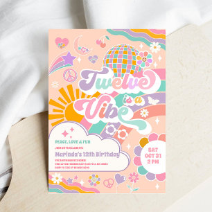 Convites Doze É Um Clima Arco-Íris de Discoteca Aniversário