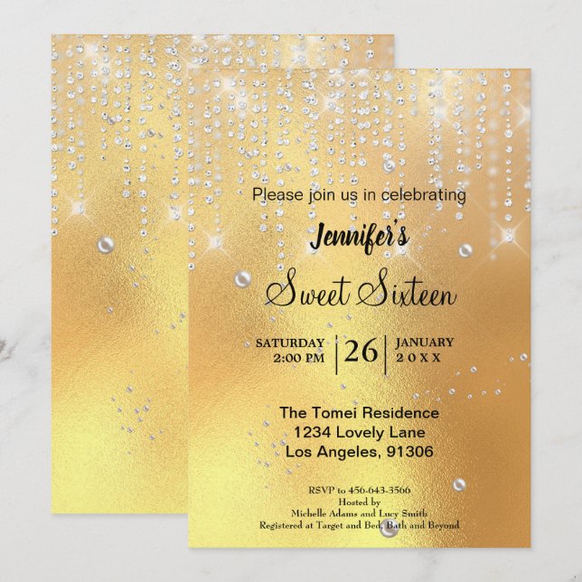 Convites Doze Elegantes Brilhantes (Frente/Verso)