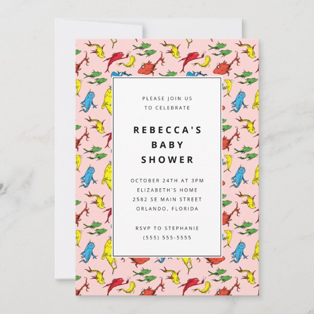 Convites Dr. Seuss - One Fish, Two Fish | Baby Shower (Frente)