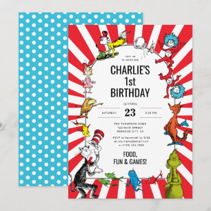 Convites Dr. Seuss - Personagens Aniversário Infantil