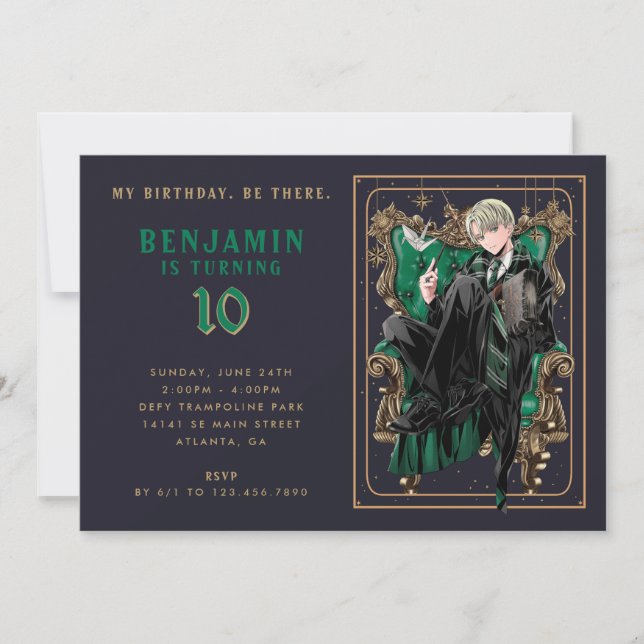 Convites Draco Malfoy Slytherin Aniversário (Frente)