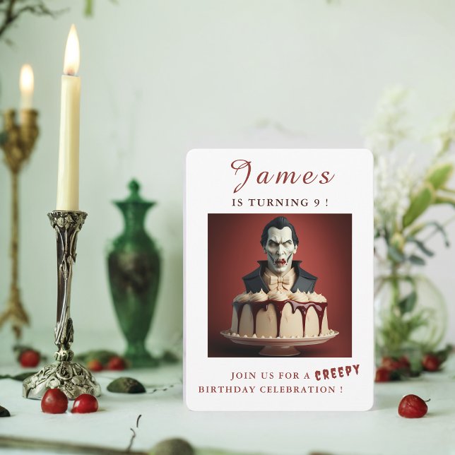 Convites Dracula Vampiro temido Cream Cake - Aniversário (Criador carregado)