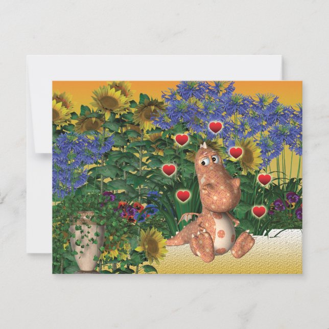 Convites Dragão bonito romântico (Frente)