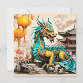 Convites Dragão chinês tradicional para o Ano Novo Chinês