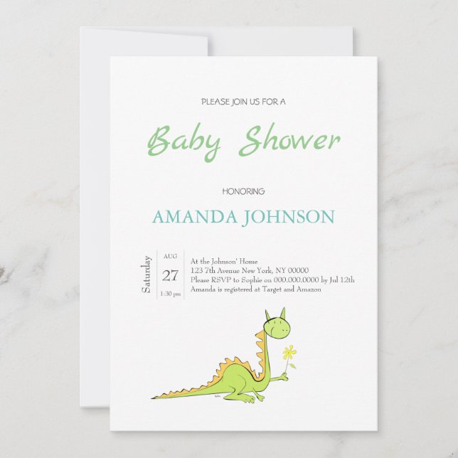 Convites Dragão com flor (Frente)