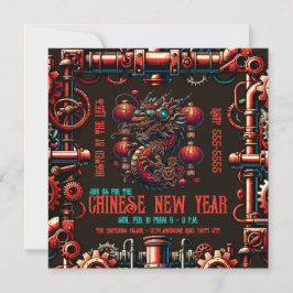Convites Dragão de Ano Novo Chinês Steampunk
