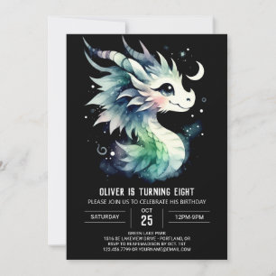 Convites Dragão de Aquarela Crianças de Aniversário