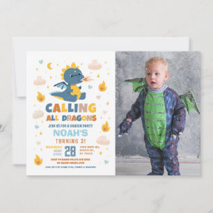 Convites Dragão Festa de aniversário Azul Dragões Fotografi