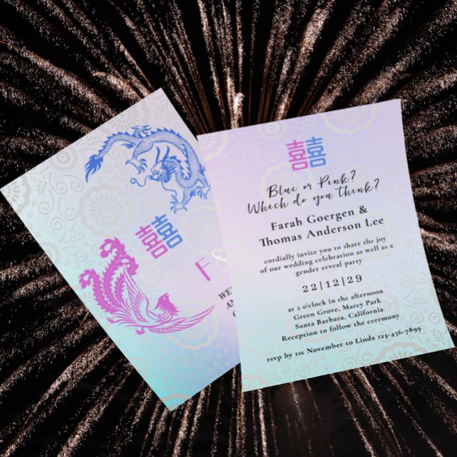 Convites Dragão-Phoenix Dupla Xi Casamento e Revolução de G (Criador carregado)