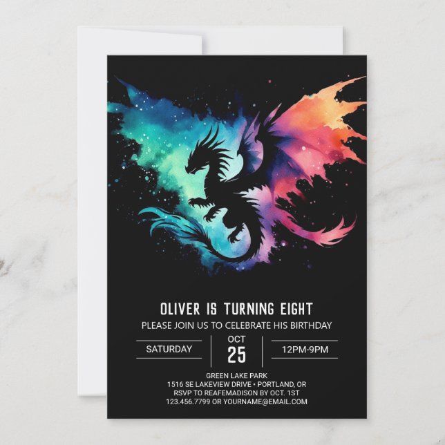 Convites Dragão Pintado Aniversário do Jovem (Frente)