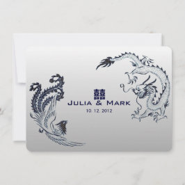 Convites Dragão-Prata Fênix Casamento Chinês