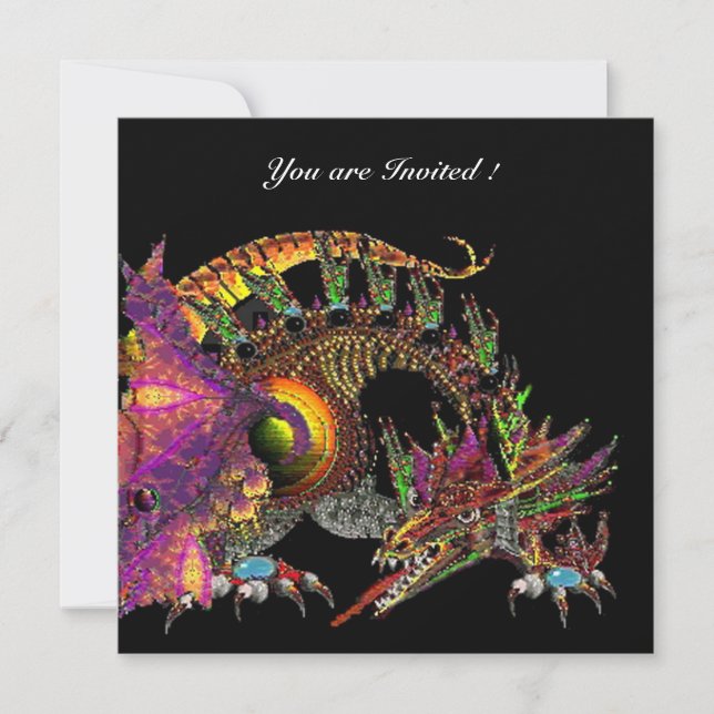 Convites DRAGO violeta roxo preto (Frente)