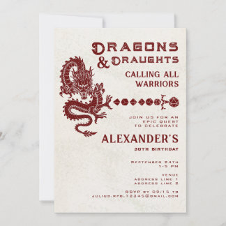 Convites Dragões & Dados Espada de RPG Cerveja Aniversário