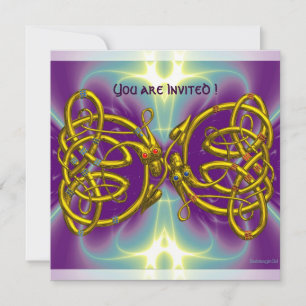 Convites DRAGON ADORA Fantasia Celtic Knoch Dourada