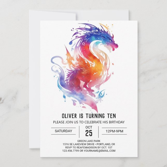 Convites Dragon Adventure Encantado Aniversário (Frente)