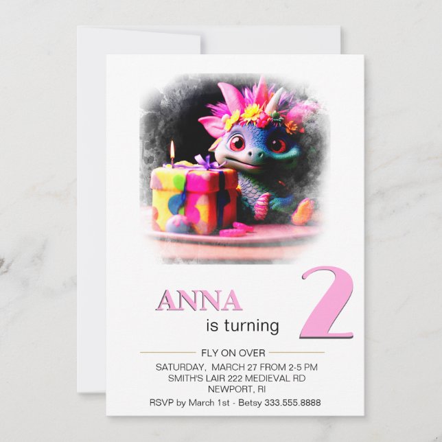 Convites *~* Dragon Baby Photo age 2 AP88 Festa de aniversá (Frente)