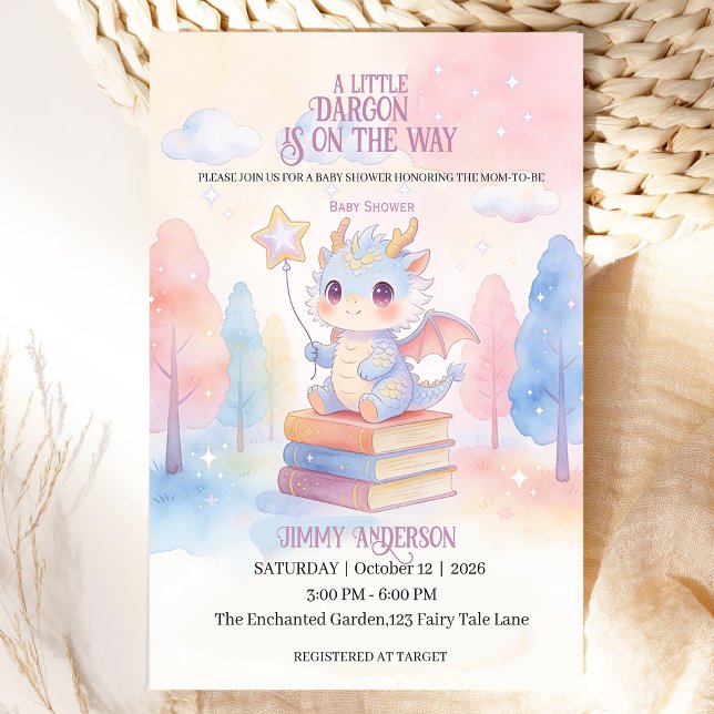 Convites Dragon Baby Shower Invitation (Criador carregado)