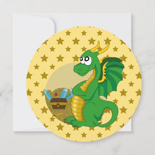 Convites Dragon cartoon birthday print invites (Frente)