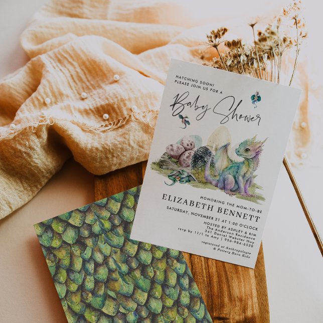 Convites Dragon Fairy Tale | Chá de fraldas De Ovos De Drag (Criador carregado)