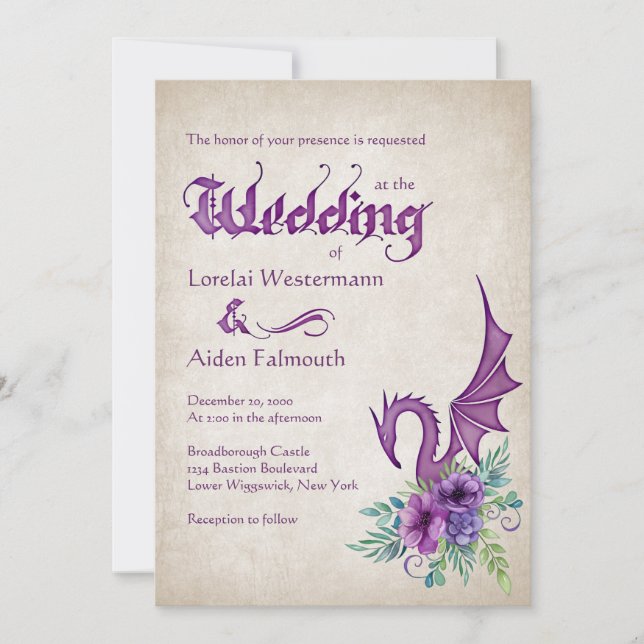 Convites Dragon Floral Wedding (Frente)