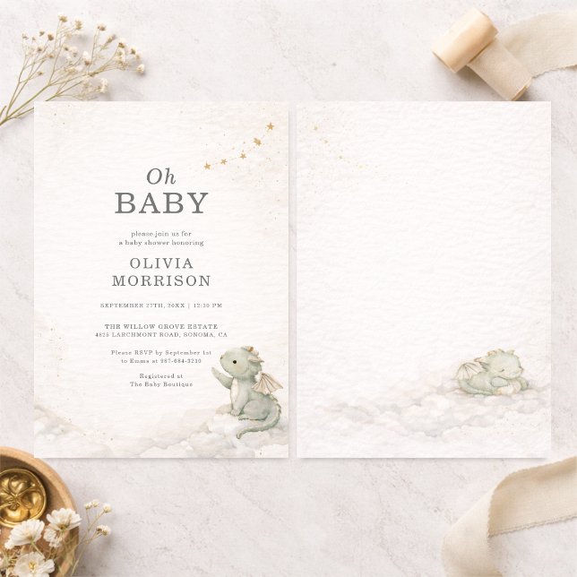 Convites Dragon Storybook Baby Shower Invitation (Criador carregado)