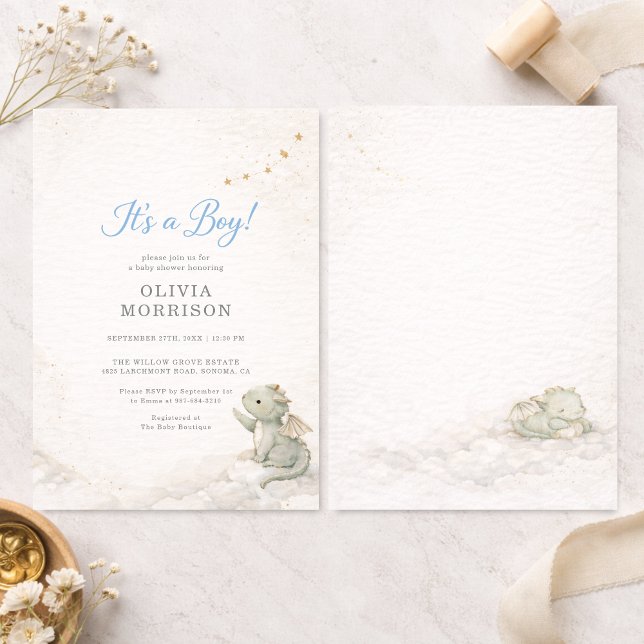 Convites Dragon Storybook It's a Boy Baby Shower (Criador carregado)