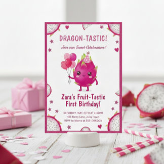 Convites Dragon-Tastic Dragon Fruit First Birthday