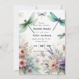 Convites Dragonflies and Pastel Florals Wedding