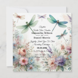 Convites Dragonflies and Pastel Florals Wedding