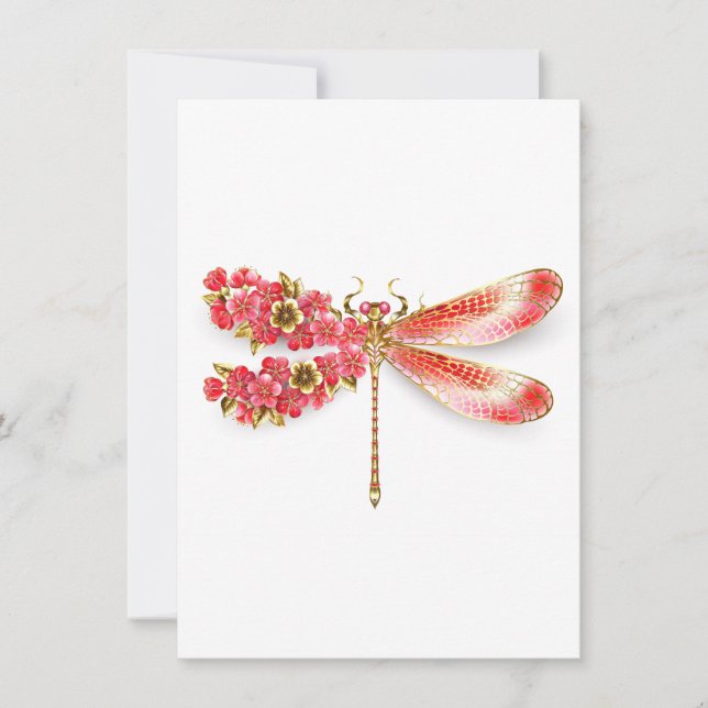 Convites Dragonfly com joalheria sakura (Frente)