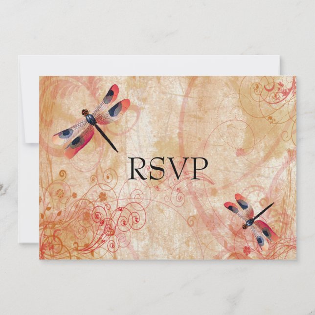 Convites Dragonfly Flourish Reception RSVP (Frente)