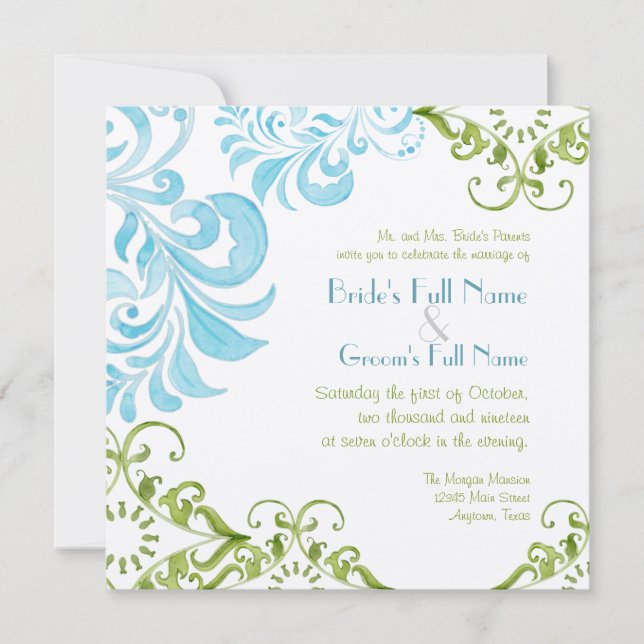 Convites Dragonfly Swirls Scroll Chic Modern Floral Invite (Frente)