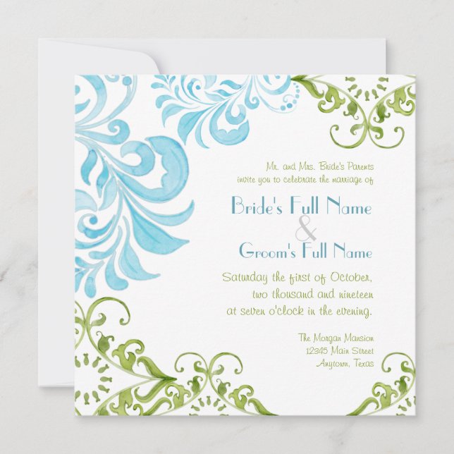 Convites Dragonfly Swirls Scroll Chic Modern Floral Invite (Frente)